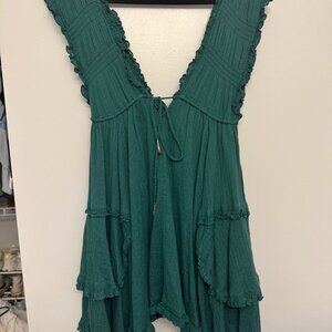 Free People | Deep Green Mini Dress